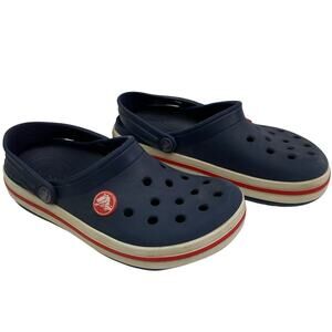 Crocs Crocband Childrens Clogs Sz 11 Blue Red White Rubber Clogs Water Beach